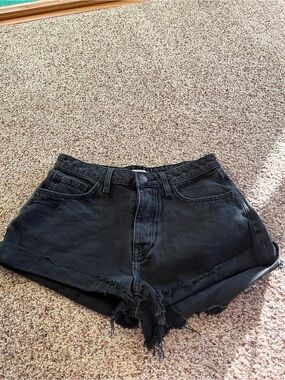 Forever 21 Black High-Rise Distressed Denim Shorts